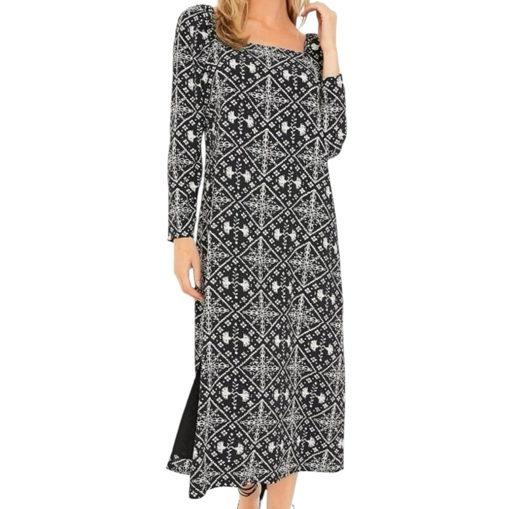 Hyacinth House The Square Neck Sabrina Dress Black Ivory Size XXL